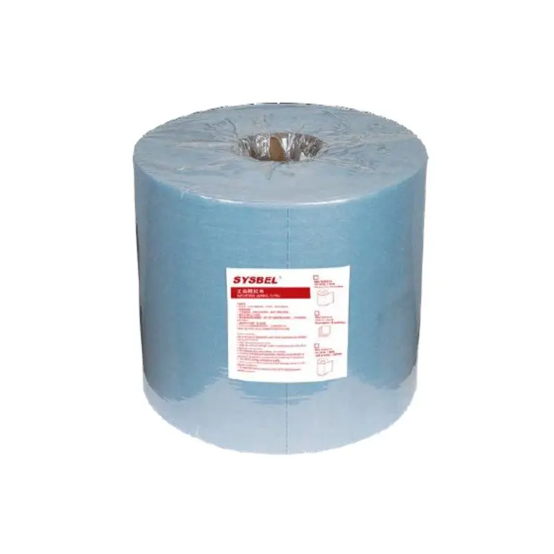 SCR301B, Industrial Wiping
 Cloth, roll packaging,
68g㎡,, 45% polyester
fiber + 55%
wood pulp, Blue, 500pcs
2rollscarton